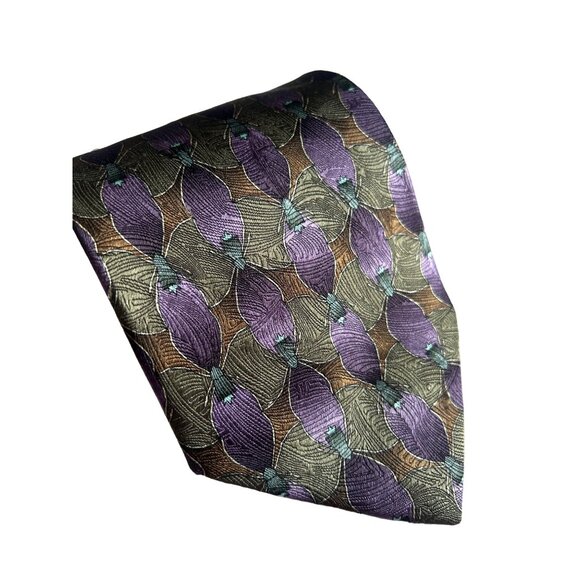 Silver Argiope Spider Nature Conservatory Men's Ties With Purple & Green Pattern - Picture 7 of 8